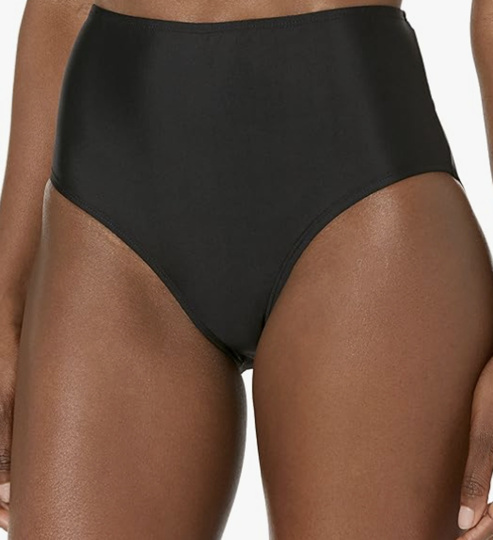 Catalina Womens 1X Black High-Waisted Bikini Bottom Beach Resort Swimsuit M23-18
